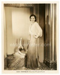 5x449 KAY FRANCIS 8x10 still '30s beautiful full-length smiling portrait standing by cool statue!