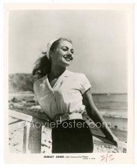 5x751 SHIRLEY JONES 8x10 still '56 pretty smiling portrait by the beach with her hair pulled back!