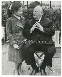 5x837 TOPAZ candid 7.5x9.5 still '69 director Alfred Hitchcock goes over a scene with Claude Jade!