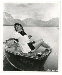 5x854 VALERIE FRENCH 8x10 still '55 relaxing on Jackson Lake, taking time off from filming Jubal!