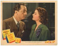 5y195 ANOTHER THIN MAN LC '39 close up of Myrna Loy getting William Powell into a murder mix-up!