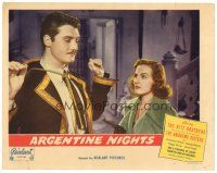 5y197 ARGENTINE NIGHTS LC #4 R48 cool image of Constance Moore holding George Reeves at gunpoint!