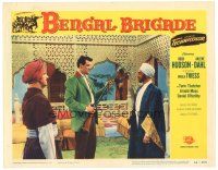 5y217 BENGAL BRIGADE LC #8 '54 cool image of Rock Hudson w/ rifle & Arnold Moss in India!