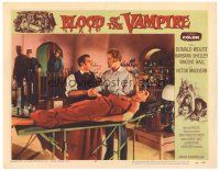 5y243 BLOOD OF THE VAMPIRE LC #8 '58 policeman looks at Donald Wolfit and victim in lab!