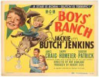 5y017 BOYS' RANCH TC '46 Hirschfeld-like art of Butch Jenkins on bull, James Craig, Patrick