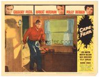 5y273 CAPE FEAR LC #8 '62 Gregory Peck comes through door w/gun, classic film noir!