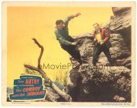 5y315 COWBOY & THE INDIANS LC #3 '49 great image of Gene Autry pushing bad guy off cliff!