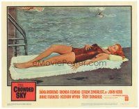 5y327 CROWDED SKY LC #2 '60 sexy Rhonda Fleming in bathing suit sun tanning by swimming pool!