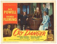 5y328 CRY DANGER LC #3 '51 film noir, sexy Rhonda Fleming, Dick Powell!