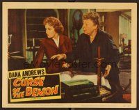 5y329 NIGHT OF THE DEMON LC #7 '57 Jacques Tourneur, Peggy Cummins & Athene Seyler are frightened!