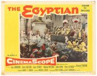5y382 EGYPTIAN LC #8 '54 Michael Curtiz directed, Jean Simmons, cool image of court!
