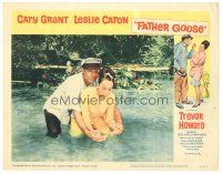 5y390 FATHER GOOSE LC #1 '65 grizzled sea captain Cary Grant in water w/pretty Leslie Caron!