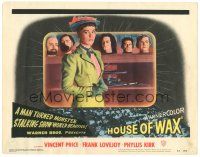 5y489 HOUSE OF WAX LC #4 '53 3-D great image of Charles Bronson's head with wax heads on shelf!