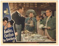 5y511 IN SOCIETY LC '44 Bud Abbott & Lou Costello served by Arthur Treacher at fancy party!