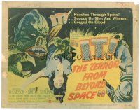 5y076 IT! THE TERROR FROM BEYOND SPACE TC '58 great art of wacky monster with victim!