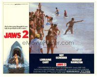 5y534 JAWS 2 LC '78 crowd on beach watches Roy Scheider pointing gun at the ocean!