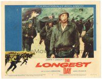 5y591 LONGEST DAY LC #4 '62 Zanuck's World War II D-Day movie, cigar-chomping Robert Mitchum!