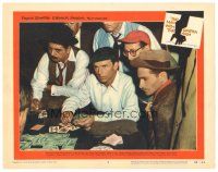 5y609 MAN WITH THE GOLDEN ARM LC #8 '56 Frank Sinatra dealing cards in poker game, Arnold Stang!