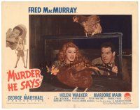 5y647 MURDER HE SAYS LC #3 '45 Fred MacMurray & Helen Walker try to escape in truck in barn!