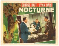 5y669 NOCTURNE LC #6 '46 George Raft at desk w/pictures of pretty women, Hollywood glamor murder!