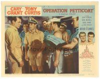 5y685 OPERATION PETTICOAT LC #3 '59 Tony Curtis & sailors look at Cary Grant in submarine!