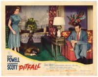 5y717 PITFALL LC #4 '48 Jane Wyatt looks at Dick Powel with dead guy on floor with gunl
