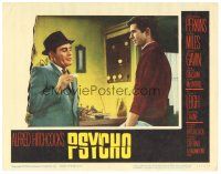 5y730 PSYCHO LC #2 '60 Alfred Hitchcock, Martin Balsam quizzes Anthony Perkins at the Bates Motel!