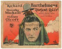 5y108 RANSON'S FOLLY TC '26 cool artwork of masked Richard Barthelmess posing as The Red Rider!