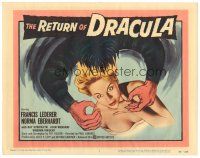 5y111 RETURN OF DRACULA TC '58 great artwork of sexy girl being attacked by creepy vampire!