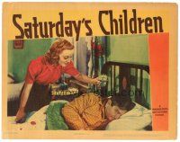 5y785 SATURDAY'S CHILDREN LC '40 Anne Shirley about to pour water on Claude Rains feigning sleep!