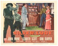5y812 SILVER LODE LC #7 '54 cowboy John Payne w/gun & sexy Lizabeth Scott held at gunpoint!