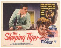 5y818 SLEEPING TIGER LC '54 Joseph Losey directed, image of Dirk Bogarde w/gun!
