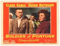 5y824 SOLDIER OF FORTUNE LC #7 '55 Richard Loo glares at Susan Hayward in Hong Kong!