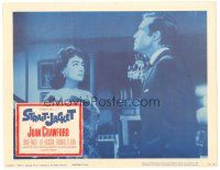 5y847 STRAIT-JACKET LC '64 crazy ax murderer Joan Crawford with man, directed by William Castle!