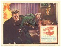 5y856 STUDY IN TERROR LC '66 Neville as Sherlock Holmes, cool action image!