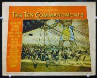 5y880 TEN COMMANDMENTS LC #4 '56 Cecil B. DeMille classic, image of slaves building monument!