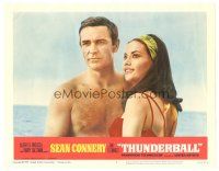 5y905 THUNDERBALL LC #2 '65 c/u of barechested Sean Connery as James Bond & sexy Claudine Auger!