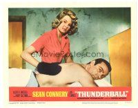 5y906 THUNDERBALL LC #3 '65 Sean Connery as James Bond gets a rubdown from sexy Molly Peters!