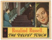 5y938 VELVET TOUCH LC #2 '48 Rosalind Russell on stairs looks down at Leo Genn!