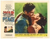 5y951 WAR & PEACE LC #2 R63 romantic image of Audrey Hepburn & Mel Ferrer, Leo Tolstoy epic!