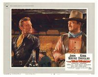 5y953 WAR WAGON LC #8 '67 close up of Kirk Douglas talking to John Wayne in saloon!