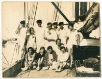 6b112 UNKNOWN STILL 10.5x13.25 still '20s men & women posing for camera on sailing ship!