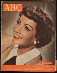 6b506 ABC Dutch magazine January 5, 1952 great smiling portrait of pretty Claudette Colbert!