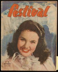 6b468 FESTIVAL French magazine 1940s great cover portrait of pretty smiling Deanna Durbin!