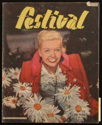 6b473 FESTIVAL French magazine 1950 great cover portrait of pretty Doris Day with flowers!