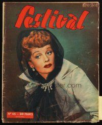 6b475 FESTIVAL French magazine 1950 great cover portrait of pretty Lucille Ball!!