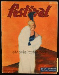 6b476 FESTIVAL French magazine 1950 great cover portrait of sexy Betty Grable wrapped in fur!