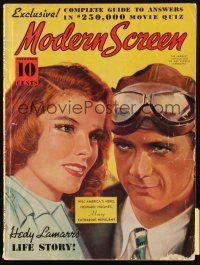 6b368 MODERN SCREEN magazine Nov 1938 art of Katharine Hepburn & Howard Hughes by Earl Christie!