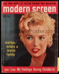 6b371 MODERN SCREEN magazine November 1956 Marilyn Monroe Enters a Jewish Family, cover by Lowe!