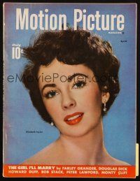 6b304 MOTION PICTURE magazine April 1950 portrait of Elizabeth Taylor by Carlyle Blackwell Jr.!